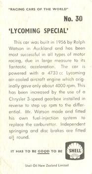 1970 Shell Racing Cars of the World #30 1956 Lycoming Special Back