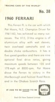 1970 Shell Racing Cars of the World #38 1960 Ferrari Back
