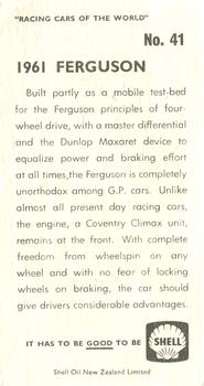1970 Shell Racing Cars of the World #41 1961 Ferguson Back