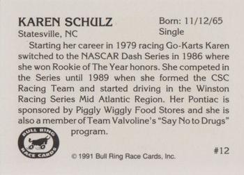 1991 Bull Ring #12 Karen Schulz Back