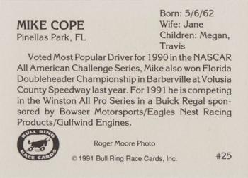 1991 Bull Ring #25 Mike Cope Back