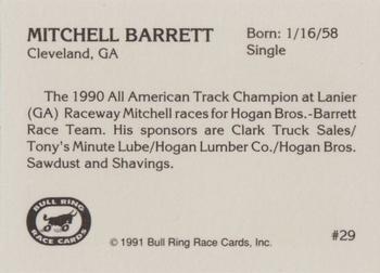 1991 Bull Ring #29 Mitchell Barrett Back