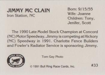 1991 Bull Ring #33 Jimmy McClain Back