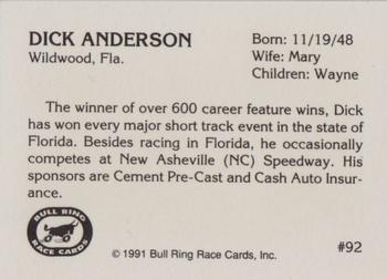 1991 Bull Ring #92 Dick Anderson Back
