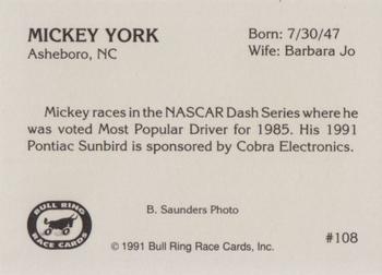 1991 Bull Ring #108 Mickey York Back