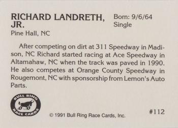 1991 Bull Ring #112 Richard Landreth Jr. Back