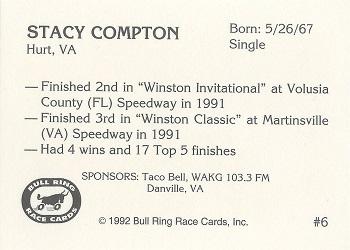 1992 Bull Ring #6 Stacy Compton Back