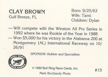 1992 Bull Ring #15 Clay Brown Back