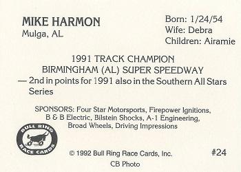 1992 Bull Ring #24 Mike Harmon Back
