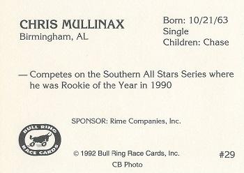1992 Bull Ring #29 Chris Mullinax Back