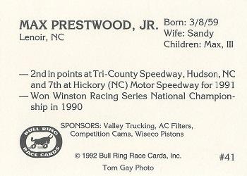 1992 Bull Ring #41 Max Prestwood Jr. Back