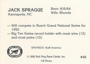 1992 Bull Ring #48 Jack Sprague Back