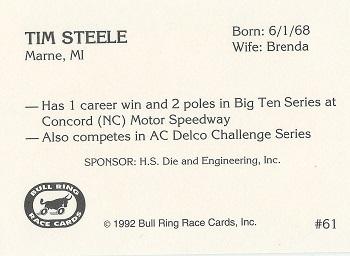 1992 Bull Ring #61 Tim Steele Back