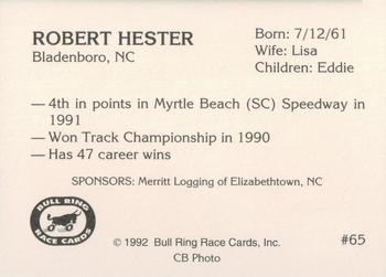 1992 Bull Ring #65 Robert Hester Back