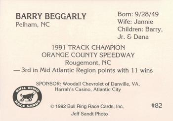 1992 Bull Ring #82 Barry Beggarly Back