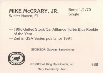 1992 Bull Ring #88 Mike McCrary Jr. Back
