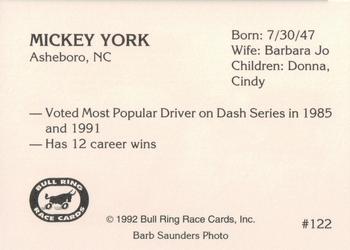 1992 Bull Ring #122 Mickey York Back