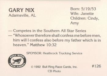 1992 Bull Ring #126 Gary Nix Back