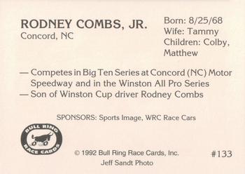 1992 Bull Ring #133 Rodney Combs Jr. Back