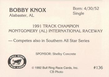 1992 Bull Ring #136 Bobby Knox Back