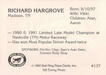 1992 Bull Ring #137 Richard Hargrove Back