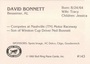 1992 Bull Ring #143 David Bonnett Back
