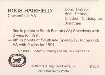 1992 Bull Ring #153 Bugs Hairfield Back
