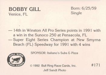 1992 Bull Ring #171 Bobby Gill Back