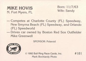 1992 Bull Ring #181 Mike Hovis Back