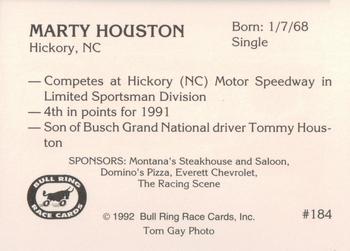 1992 Bull Ring #184 Marty Houston Back