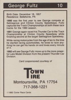1992 Corter Selinsgrove and Clinton County Speedways #10 George Fultz Back