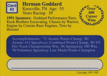 1991 Volunteer Racing Dirt Trax #2 Herman Goddard Back
