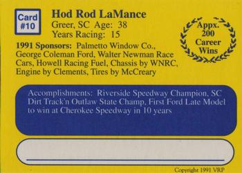1991 Volunteer Racing Dirt Trax #10 Hot Rod LaMance Back