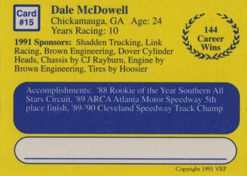 1991 Volunteer Racing Dirt Trax #15 Dale McDowell Back