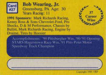 1991 Volunteer Racing Dirt Trax #27 Bob Wearing, Jr. Back