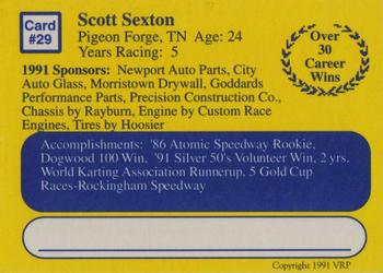1991 Volunteer Racing Dirt Trax #29 Scott Sexton Back