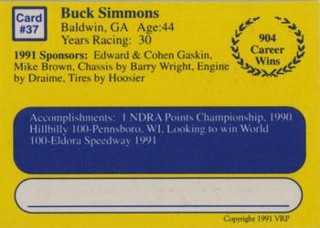 1991 Volunteer Racing Dirt Trax #37 Buck Simmons Back
