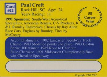 1991 Volunteer Racing Dirt Trax #62 Paul Croft's Car Back