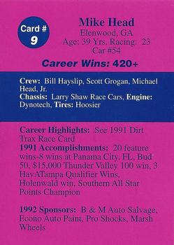 1992 Volunteer Racing Dirt Trax #9 Mike Head Back
