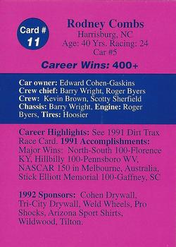 1992 Volunteer Racing Dirt Trax #11 Rodney Combs Back
