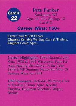 1992 Volunteer Racing Dirt Trax #22 Pete Parker Back