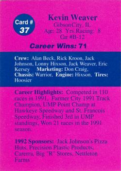 1992 Volunteer Racing Dirt Trax #37 Kevin Weaver Back