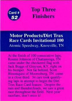 1992 Volunteer Racing Dirt Trax #52 Ronnie Johnson / Jack Boggs / Scott Bloomquist Back