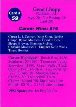 1992 Volunteer Racing Dirt Trax #59 Gene Chupp Back
