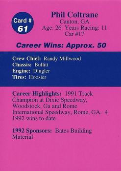 1992 Volunteer Racing Dirt Trax #61 Phil Coltrane Back