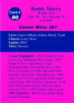 1992 Volunteer Racing Dirt Trax #80 Buddy Morris Back
