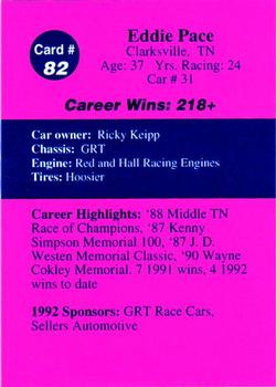 1992 Volunteer Racing Dirt Trax #82 Eddie Pace Back