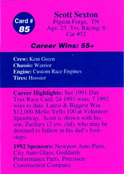 1992 Volunteer Racing Dirt Trax #85 Scott Sexton Back