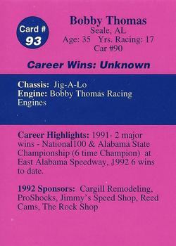 1992 Volunteer Racing Dirt Trax #93 Bobby Thomas Back