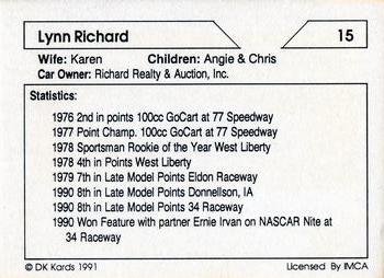 1991 DK IMCA Dirt Track #19 Lynn Richard Back